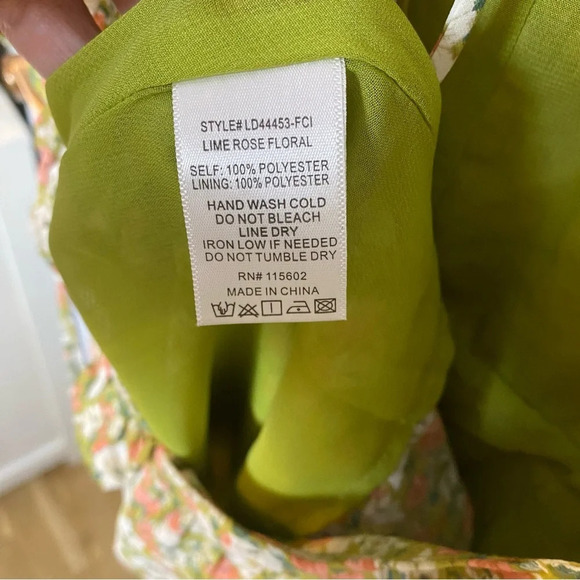 Lush Open Back Tie Ruched Mini Green Floral Short puffy sleeve Dress Siz… - Picture 10 of 12